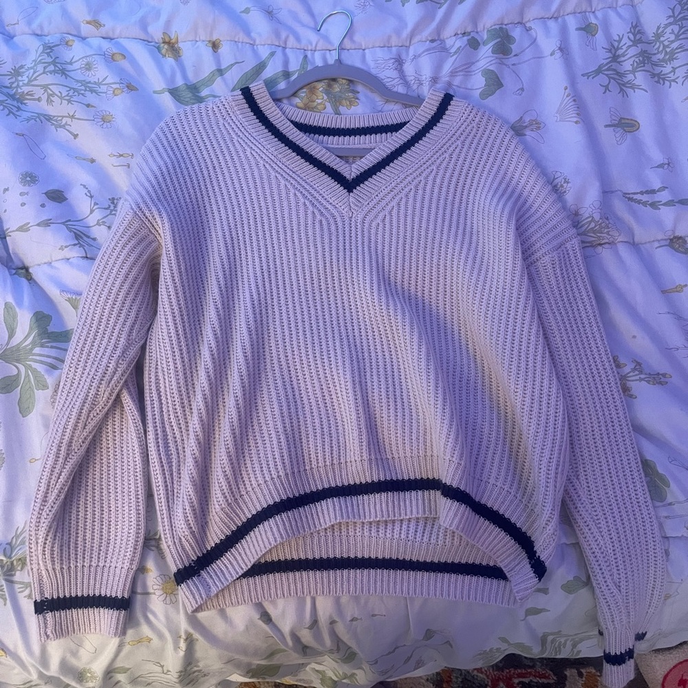 white sweater navy outline